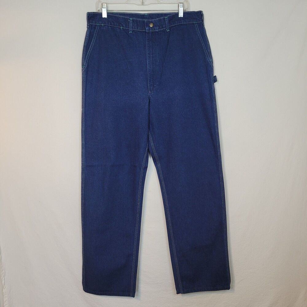 VTG OshKosh Bgosh Mens Carpenter Jeans USA Made Blue Denim TAG 36x34 Fit 34x32.5